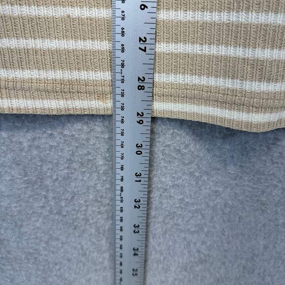 Daniel Caron Shirt Womens Large Beige White Striped Print Short Sleeve Pullover - Picture 9 of 12